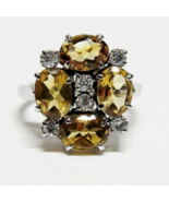 14KT 14K White Gold Solid Sterling Silver Yellow TOPAZ Gemstone Ring Siz... - $37.62