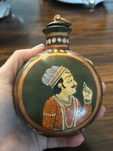 INDIAN ASIAN Hand Painted Oil Water Spice Jar Bottle Antique Relic - $44.51
