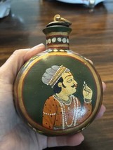 INDIAN ASIAN Hand Painted Oil Water Spice Jar Bottle Antique Relic - $761.44 MXN