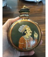 INDIAN ASIAN Hand Painted Oil Water Spice Jar Bottle Antique Relic - $759.32 MXN