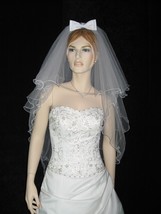 4T 4 Tier White Fingertip Bridal Filigree Edge Wedding Costume Party Veil v02 - £15.61 GBP
