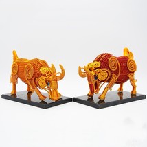 Golden bull statue sculpture ornament, 2021 year of the ox gift, Wire an... - $63.00
