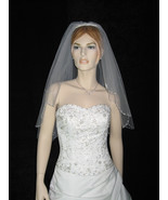 2T 2 Tier White Bridal Embroider Elbow Length Scallop Cut Edge Wedding V... - £7.96 GBP