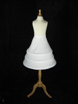 Girls&#39; 3 Hoops Cotton Petticoat Full Slip Flower Girl Crinoline Skirt 23&quot; Large - £11.93 GBP