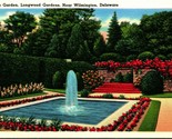 Fountain in Square Garden Longwood Gardens Wilmington DE UNP Linen Postcard - $2.92