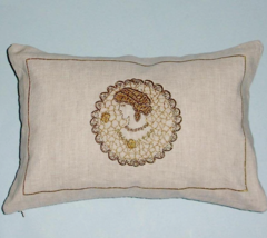 Sferra Cameo Decorative Pillow Natural w/Metallic Gold Persian Embroider... - $68.90