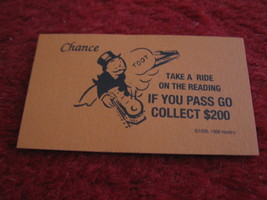 2004 Monopoly Board Game Piece: Take A Ride on the Reading Railroad Chance Card - $1.00
