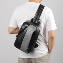 Men Faux Leather Shoulder Bag Sling Crossbody Chest Travel Outdoor Backp... - £24.25 GBP+