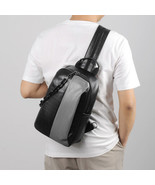 Men Faux Leather Shoulder Bag Sling Crossbody Chest Travel Outdoor Backp... - £24.56 GBP+