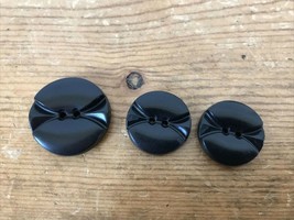 Vtg Mid Century Antique Set Lot Matching 3 Bakelite Black Round Circle B... - £23.49 GBP