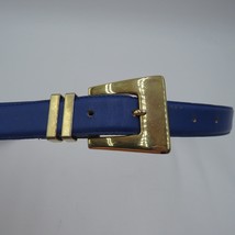 Courtney Co Belt Womens Size Large Blue Leather Gold Tone Buckle Hardware - £14.19 GBP