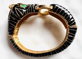 Vintage Ciner Zebra Bracelet Gold Plated Enamel Cabochon Rhinestone RARE - $198.58