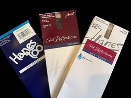 VTG Hanes Too Silk Reflections Natural Jet Black Barely There Knee Highs... - $341.79 MXN
