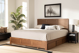 Sarita Ash Walnut Brown King Size 3-Drawer Platform Storage Bed - €668,49 EUR