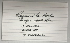 Raymond M. Bank (d. 2016) Signed Autographed 3x5 Index Card #2 - WWII Fi... - £19.59 GBP