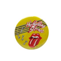 The Rolling Stones Lips Tongue 1983 Yellow Red Brooch Pin - $26.72