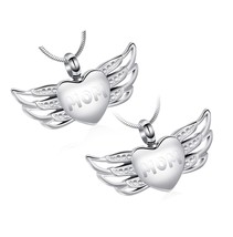 Cremation Jewelry Angel Wing with Heart Urn Necklace - £51.98 GBP