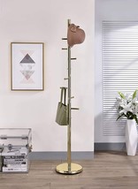 Kings Brand Furniture - Hyre 8 Hook Entryway Hall Tree Coat &amp; Hat Rack, Brass - £51.83 GBP