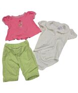 Gymboree Baby Vintage Set Bodysuit Pants Top 6-12 M Pink Flower Green 2000 - $636.56 MXN