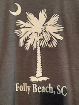 NWOT - Folly Beach, SC State Logo Gray Ladies Adult Size M Short Sleeve Tee - £15.97 GBP