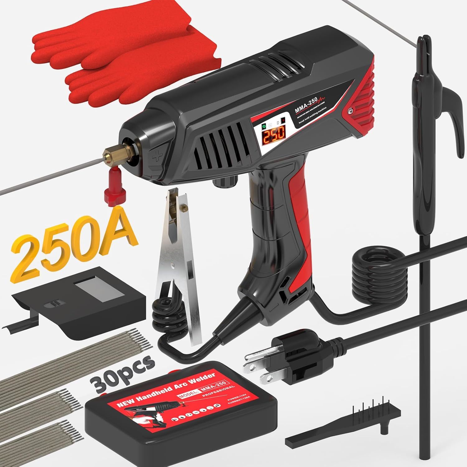 Runtoo Hand Held Welder Gun, Machine 110V 20-250A Adjust with Black  - $153.22