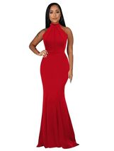 Women&#39;s Solid Color Dress Back Zipper Sleeveless Pleated Dress Evening P... - £46.69 GBP