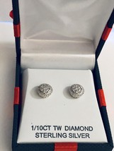 Diamond Stud Round Earrings (1/10 ct. t.w.) in Sterling Silver - £48.21 GBP