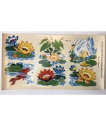 Vintage Decals Frogs Pond Lily Pad Swan Flowers  Retro 50’s Mid Century ... - £9.47 GBP