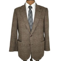 Haggar Imperial Jacket Blazer Mens 42R Wool Tweed Brown Check - £43.02 GBP