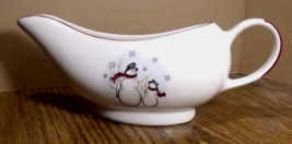 Royal Seasons Snowmen Gravy Boat Vintage Stoneware Winter Holiday Christmas - £10.27 GBP