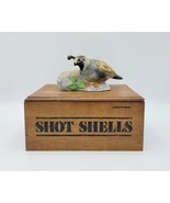 Vintage Jasco Ceramic California Quail On 7&quot; Wooden Shot Shell Ammunitio... - £36.61 GBP