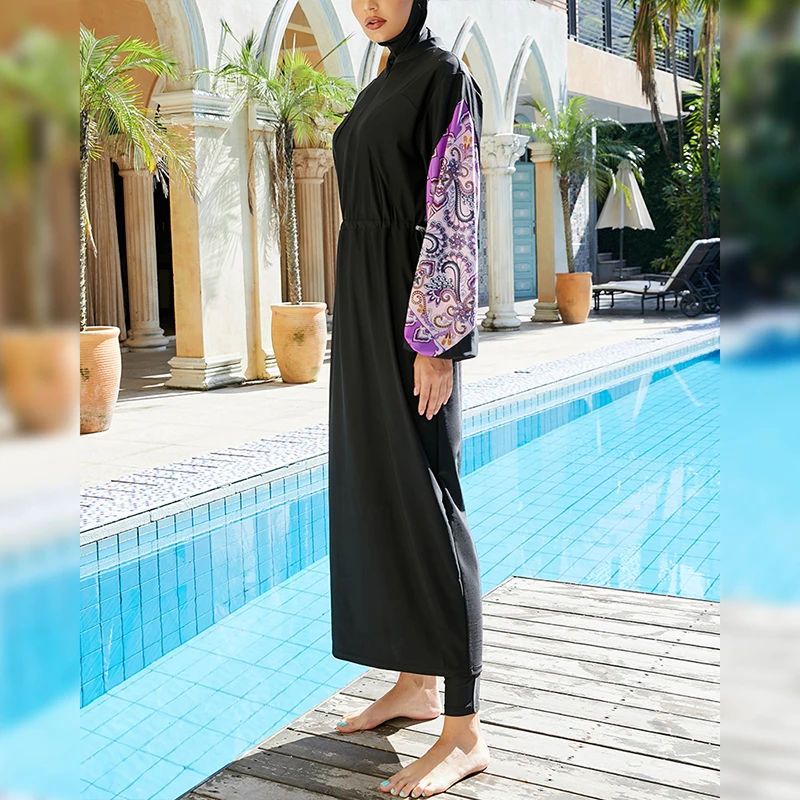 Sporting New Women‘s Swimwear Muslim Swimsuit Printed Full Cover Burkini Mujer M - £65.39 GBP