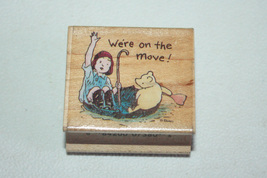 RARE Disney All Night Media Classic Pooh We&#39;re Moving Mounted Rubber Stamp 738E - £27.67 GBP