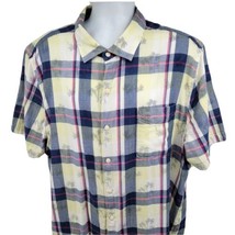 Tommy Bahama Hawaiian Palm Trees Men&#39;s Cotton Plaid Shirt Size XXL - £19.51 GBP