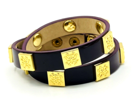 Rustic Cuff Meagan Burgundy Gold Double Wrap Patent Leather Bracelet - £20.57 GBP