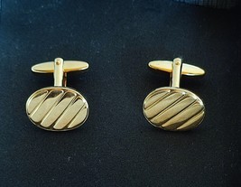 Vintage Cufflinks for men gold tone oval cufflinks - £18.11 GBP