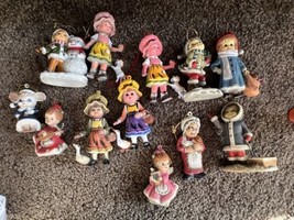 Vtg hard plastic Hong Kong Girl Animal Angel Grandma Tree Ornament Lot - £31.11 GBP