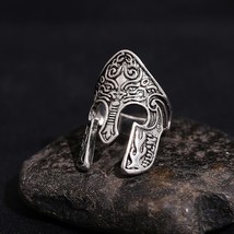 Helmet Of Warrior Rune Norse Nordic Viking Valknut Odin Stainless Steel Men Ring - £14.38 GBP