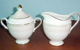 Wedgwood by Barbara Barry Radiance Sugar Bowl &amp; Creamer Gold Dots New - £60.03 GBP