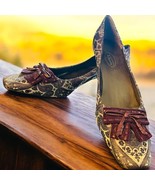 Talbots Deep Purple Cream Paisley Fabric Women’s 9.5B Block Heel Shoe - $816.60 MXN