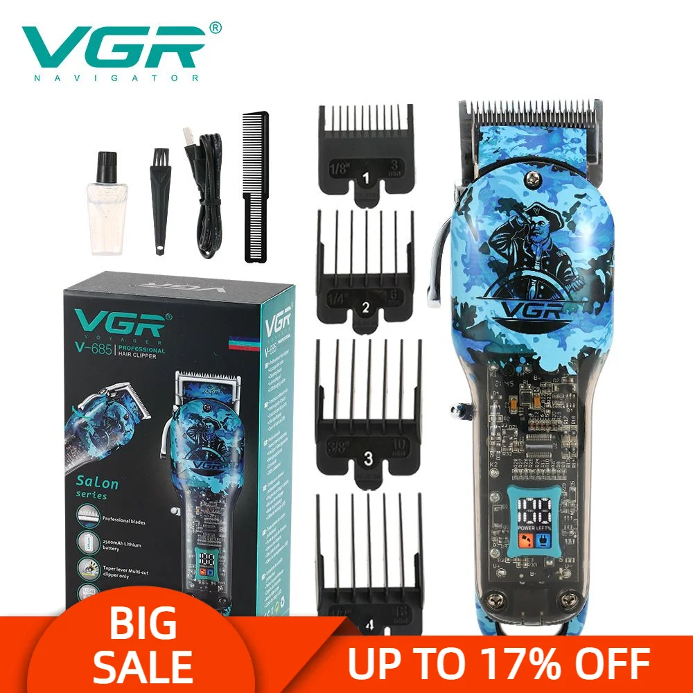 VGR V685 Hair Clipper Salon USB LCD Adjustable Washable Machine Cordless... - $73.19