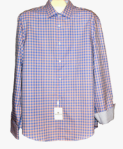 Bugatchi Uomo Men&#39;sPurple Plaids Cotton Button Up Shirt Size 17.5  36-37 - £74.46 GBP