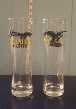 2x Yuengling Golden Pilsner Beer Glass Eagle Logo 8&quot; Tall Barware - $10.47