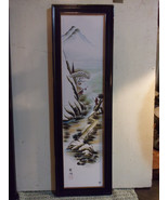 Vintage  Signed JAPANESE Hand Painted 4 COLUMN Ceramic TILES Wall ART - £31.12 GBP