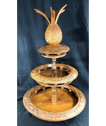Hand Carved Monkey Pod Wood, Lazy Susan, 3 Tiers, Phillipines, Circa early 1960s - $132.77