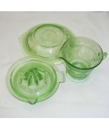 Vintage Green Depression Glass 3 Pieces Creamer Juicer Bowl - $695.71 MXN