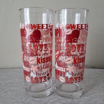 Valentines Day Drinking Glasses 11.8 oz Cupid Sweet Hearts Love Kisses Roses - £18.00 GBP
