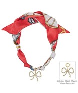 Red White Knotted Scarf Necklace with Rhinestone Open Bow 1.5&quot; Charm Gam... - $432.37 MXN