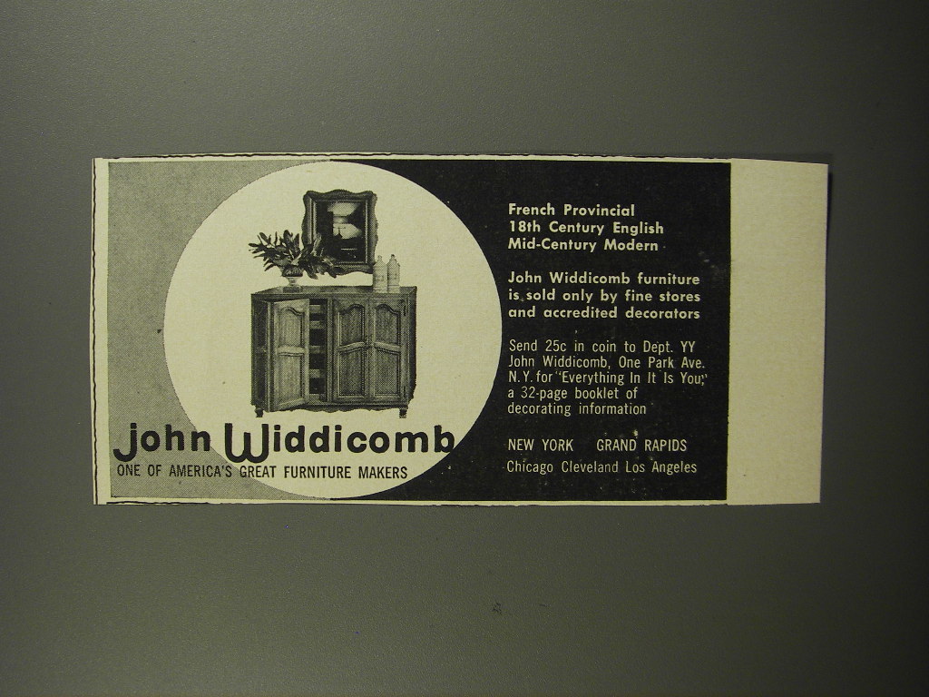 1953 John Furniture Ad French provincial 18th Century