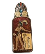 Vintage Brass Enamel Clip 2-sided Greece Egyptian Motif Bull Spring Clip - $55.87 CAD